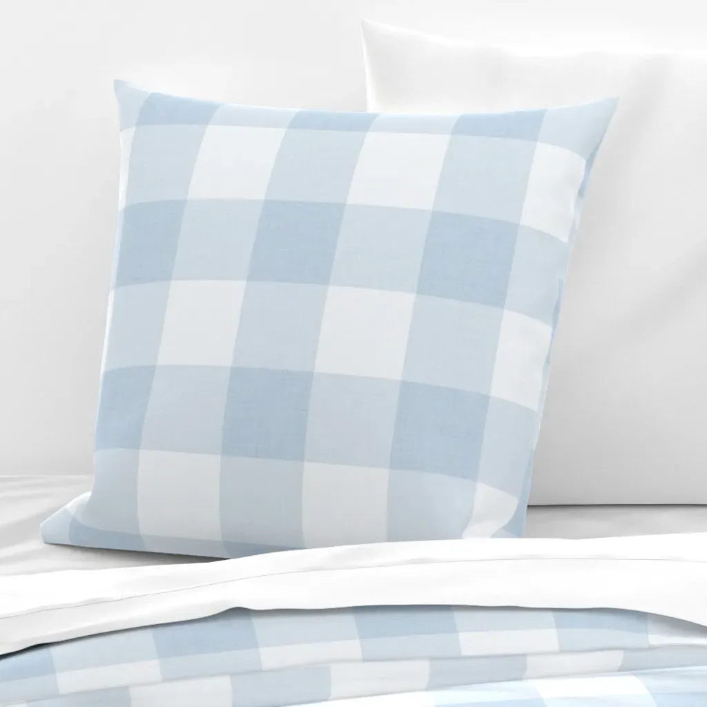 Fog Gingham Buffalo Plaid Euro Pillow Sham - Baby Blue product