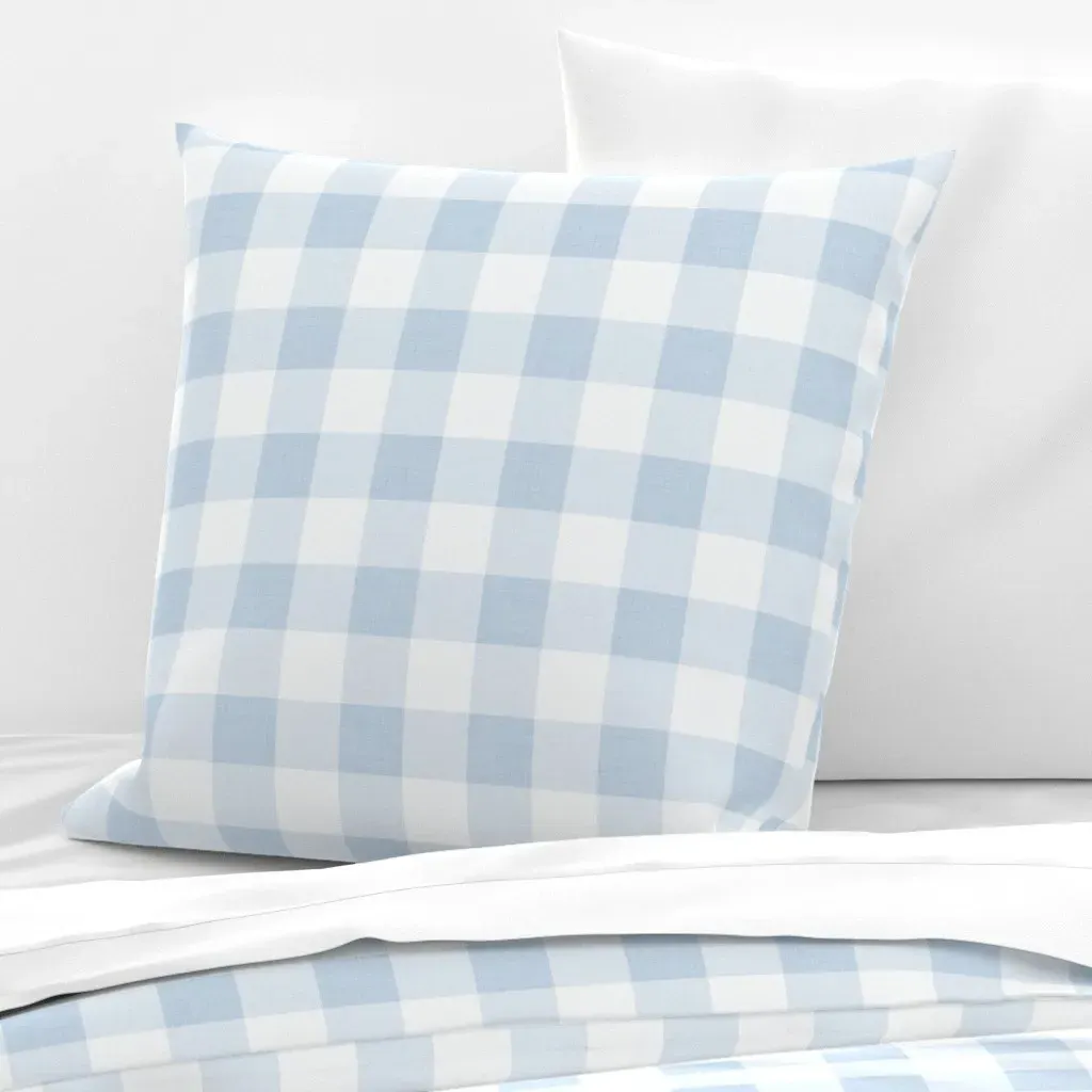 Fog Gingham Large Buffalo Plaid Euro Pillow Sham - Baby Blue product
