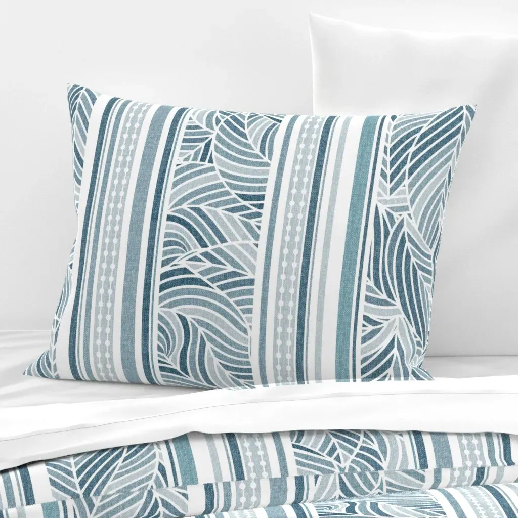 Foliage Stripes Standard Knife Edge Cushion - Light Blue, Cotton Sateen product