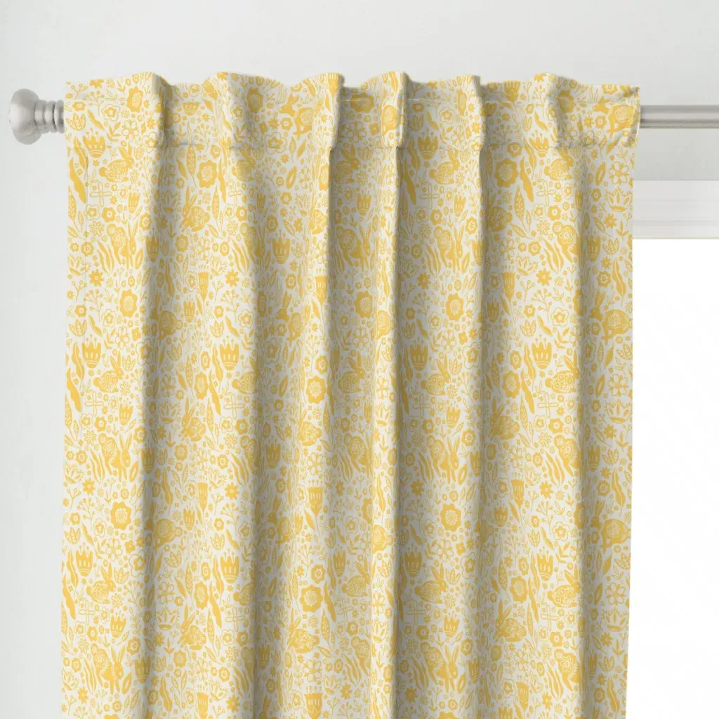 Folk Art Bunnies Curtain Panel - Yellow alternate view