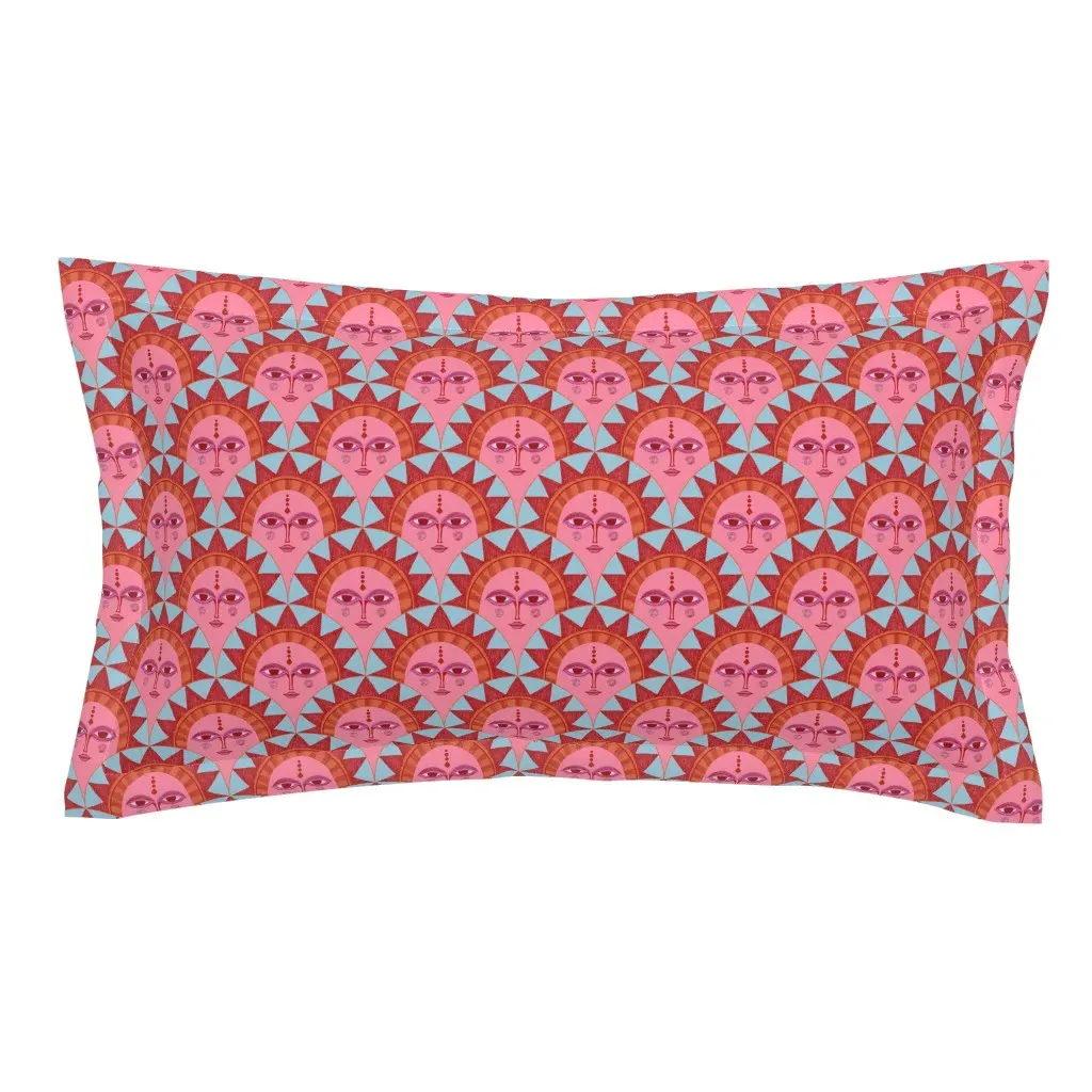 Folk Art Sun King Pillow Sham - Pink product