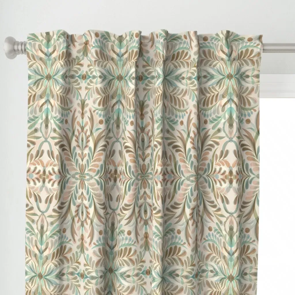 Folk Boho Curtain Panel - Sage Green alternate view