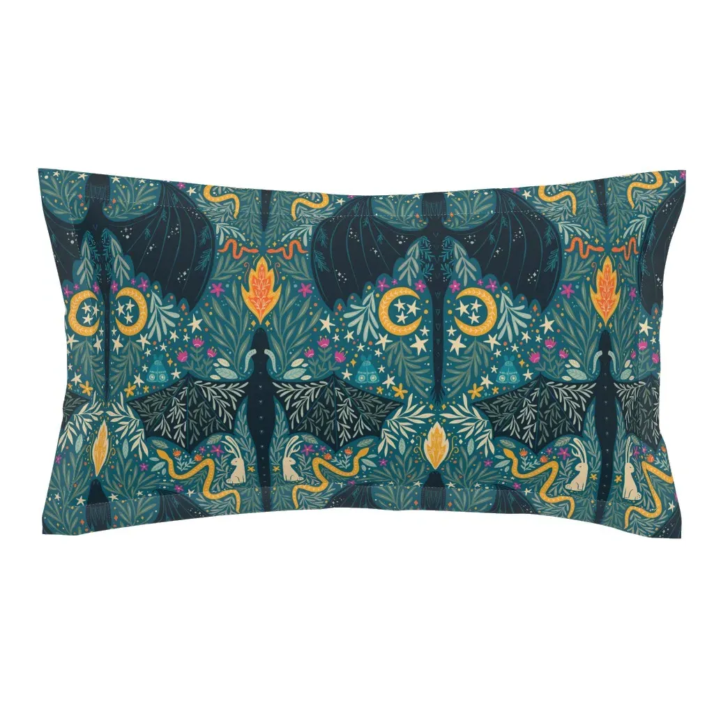 Folk Dragons & Enchanted Forest King Pillow Sham - Teal product