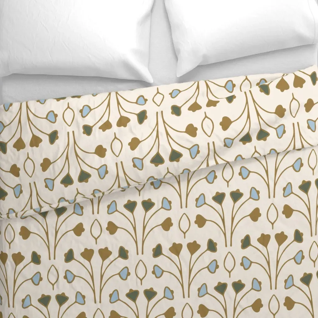 Folk Floral Duvet Cover - Gold alternate view