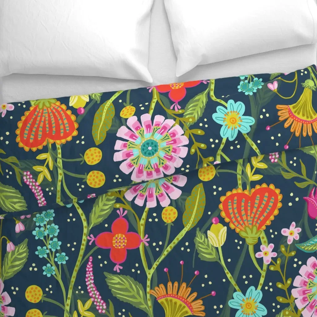 Folk Flower Garden Large Duvet Cover - Pink alternate view