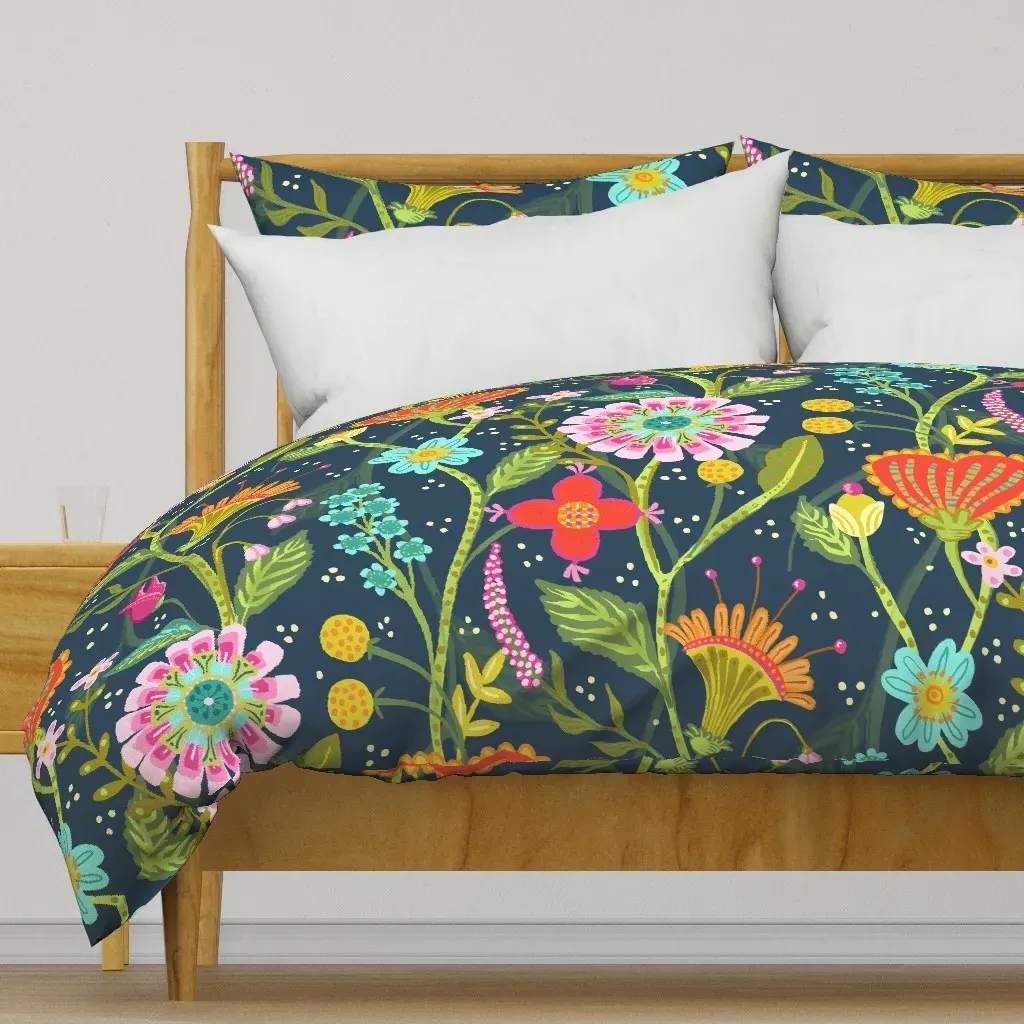 Folk Flower Garden Large Duvet Cover - Pink product