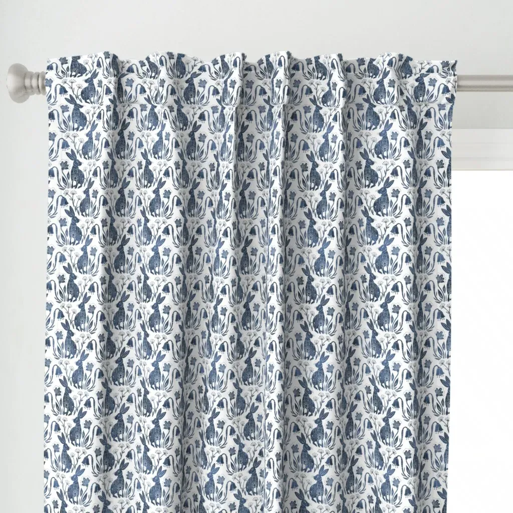Folk Print Decorative Curtain Panel - Indigo alternate view