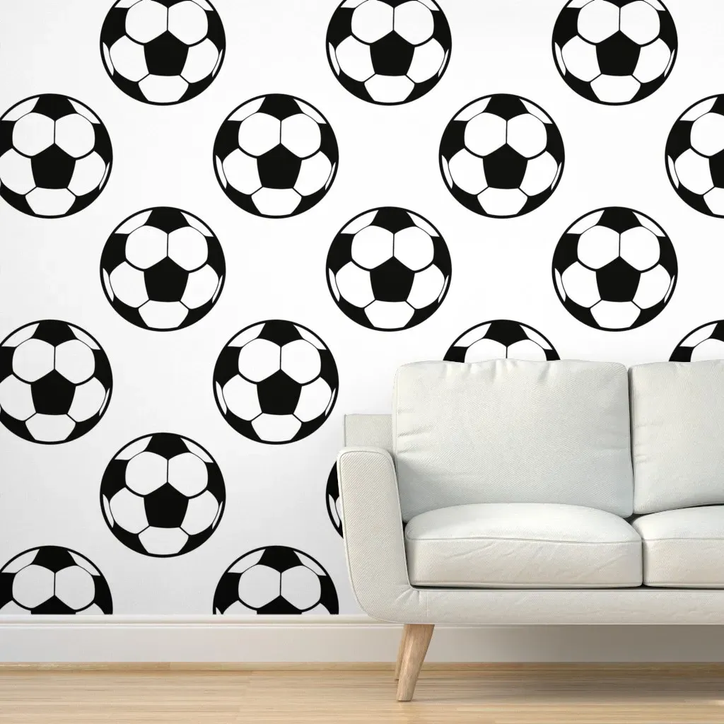 Football Soccer Ball Peel and Stick Wallpaper - Black product