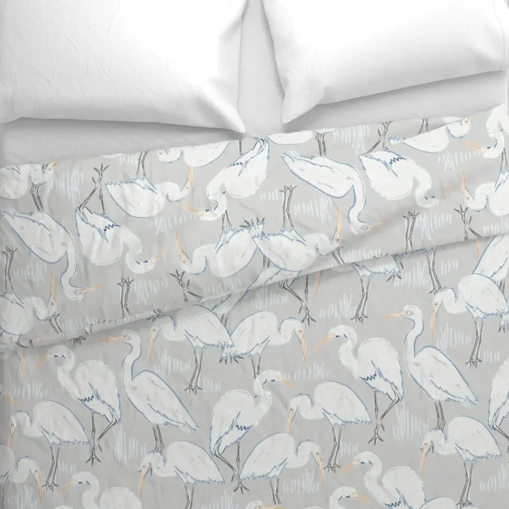 Forage Friends In Tidal Blue Duvet Cover - White alternate view