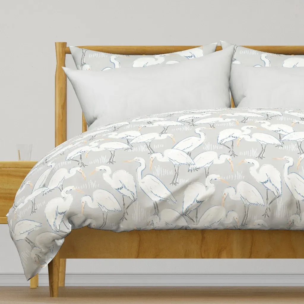 Forage Friends In Tidal Blue Duvet Cover - White product