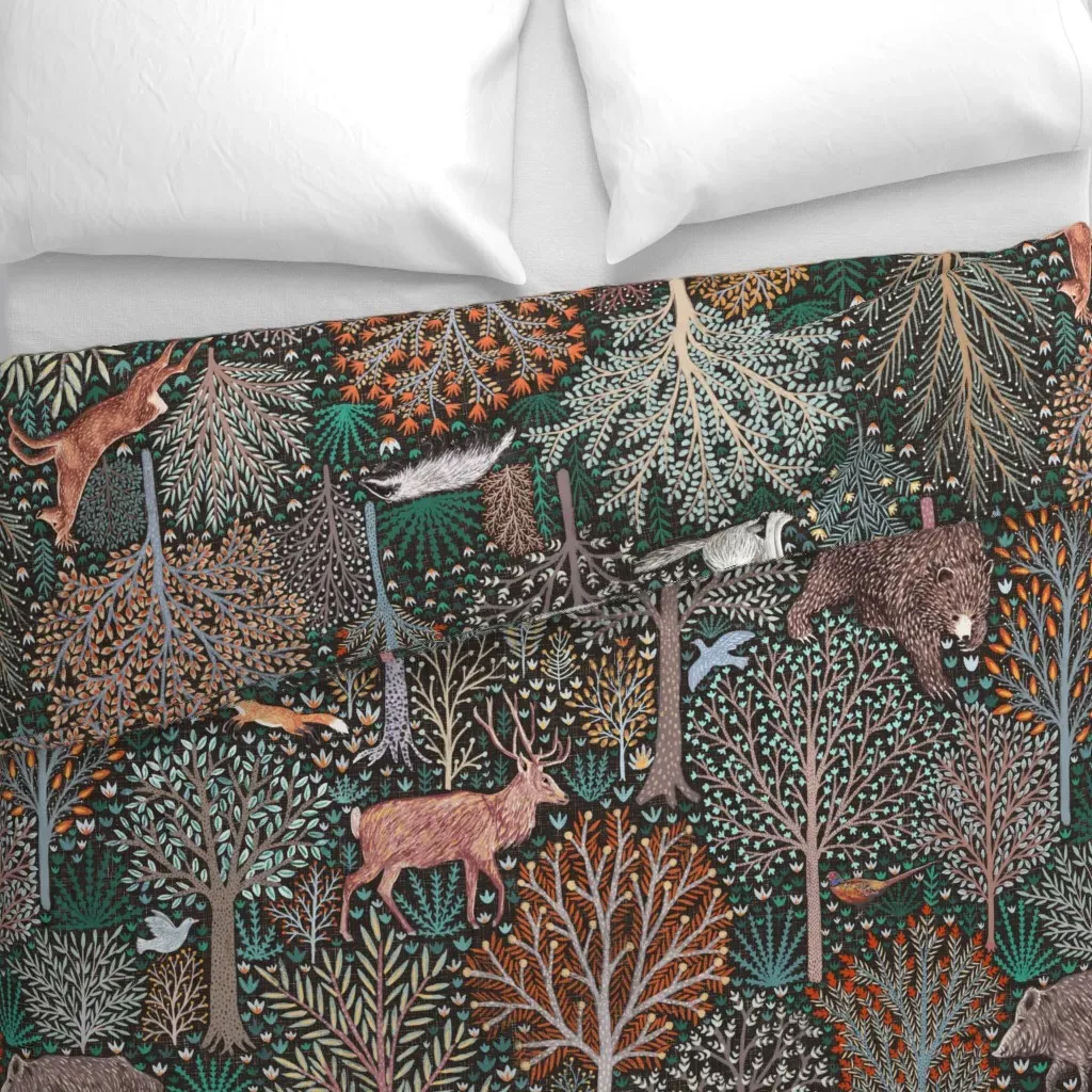 Forest Animals Large Scale Duvet Cover - Dark Teal alternate view