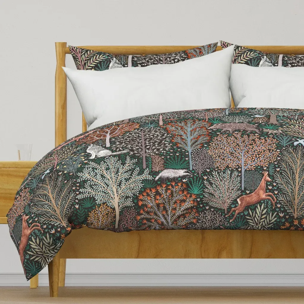 Forest Animals Large Scale Duvet Cover - Dark Teal product