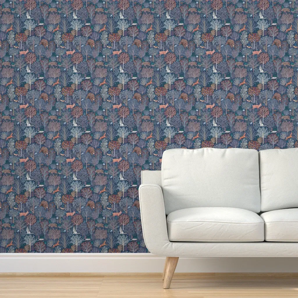 Forest Animals Peel and Stick Wallpaper - Blue product