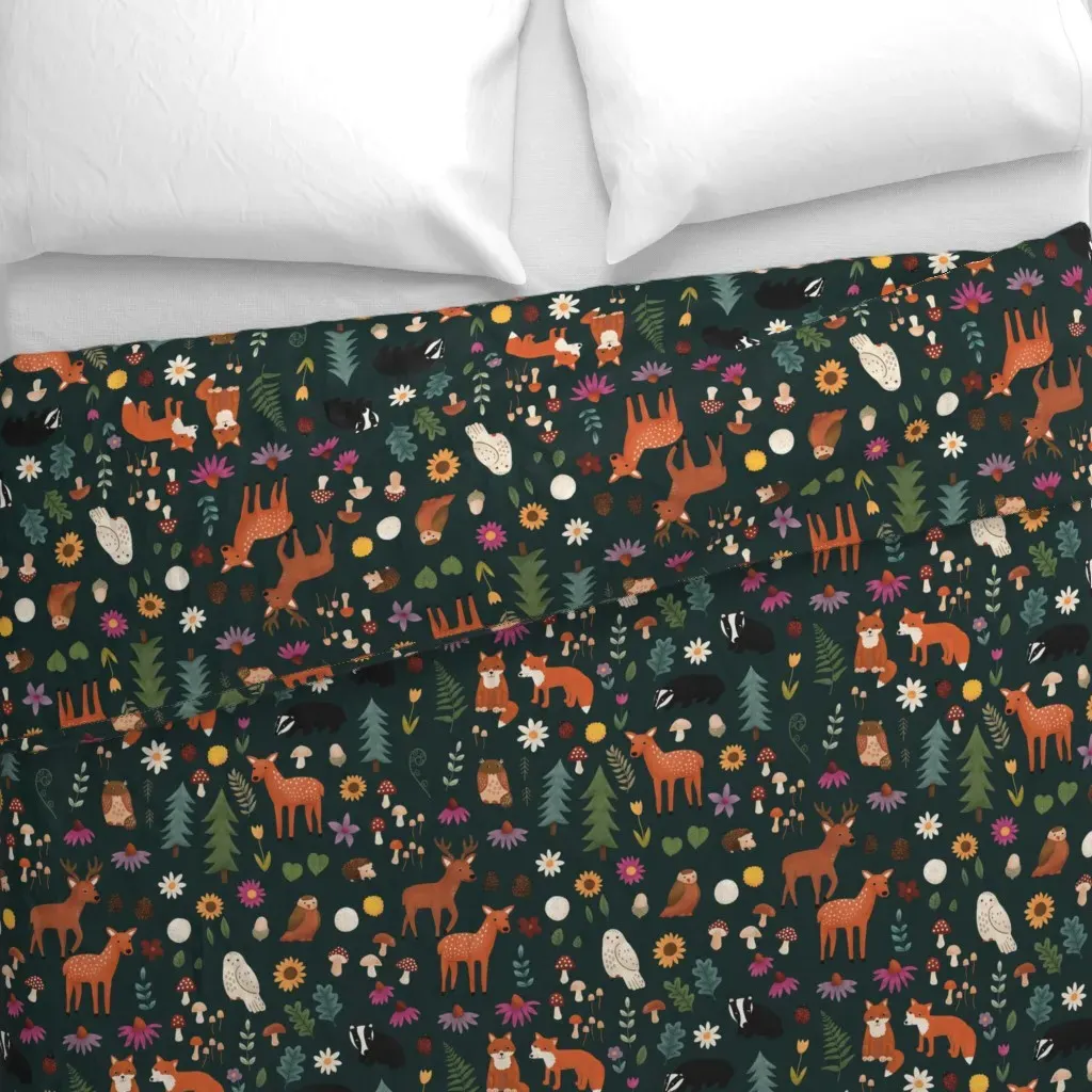Forest Animals Woods Flora Duvet Cover - Orange alternate view