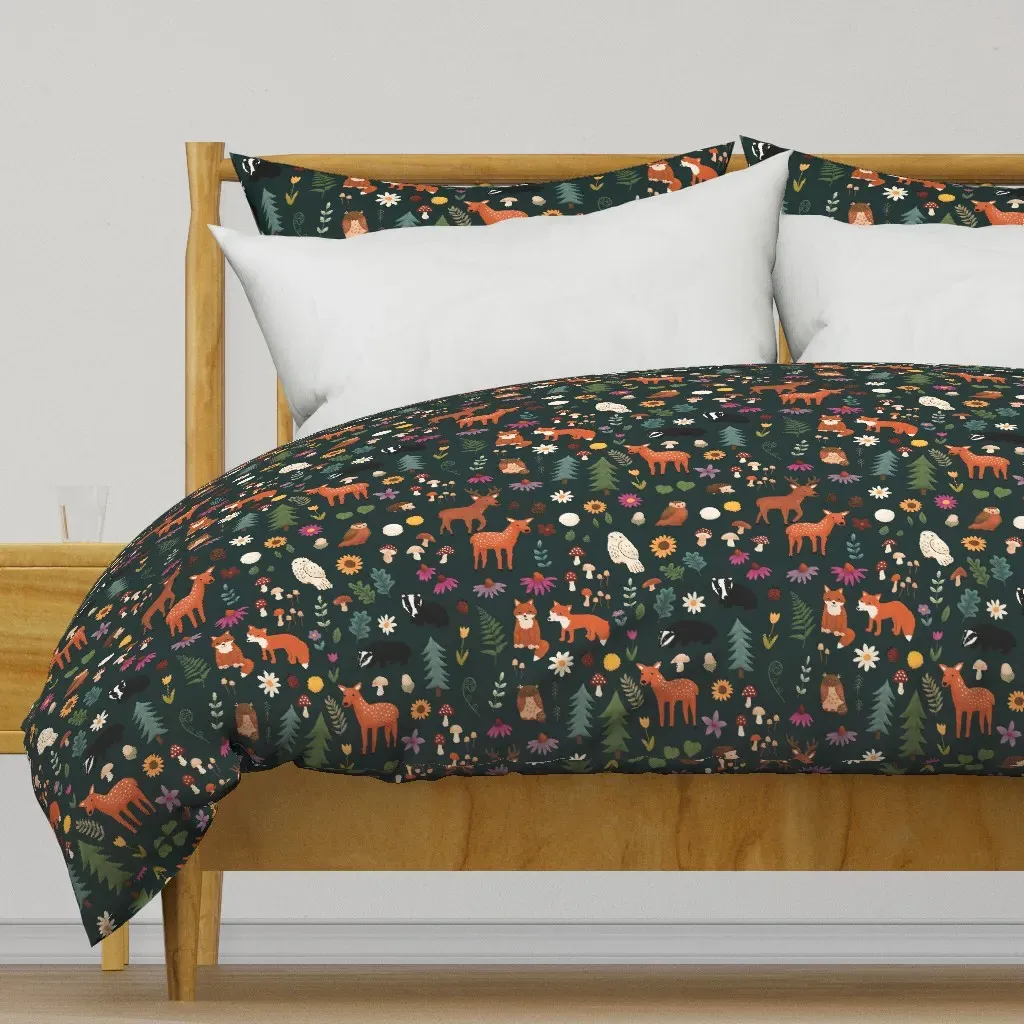 Forest Animals Woods Flora Duvet Cover - Orange product