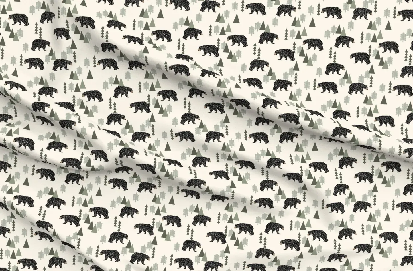 Forest Bear Nursery Pique Fabric by the Yard - Cream Green product
