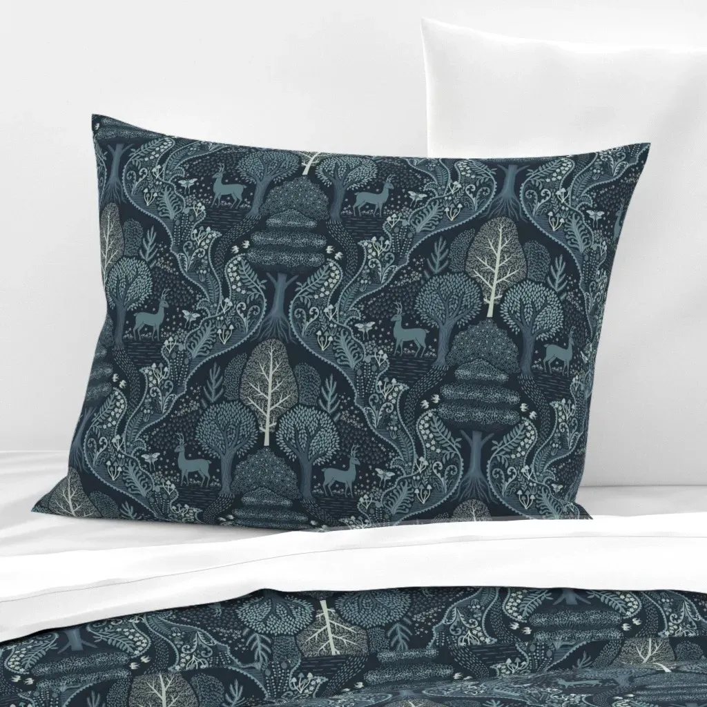 Forest Biome Ecosystem Standard Knife Edge Pillow - Dark Teal, Cotton Sateen product