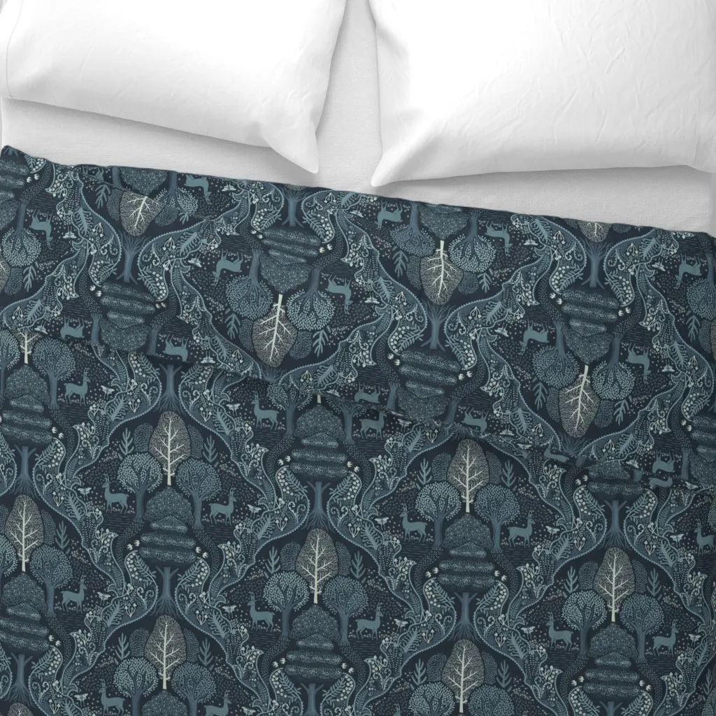 Forest Biome Ecosystem Trees Duvet Cover - Dark Teal alternate view