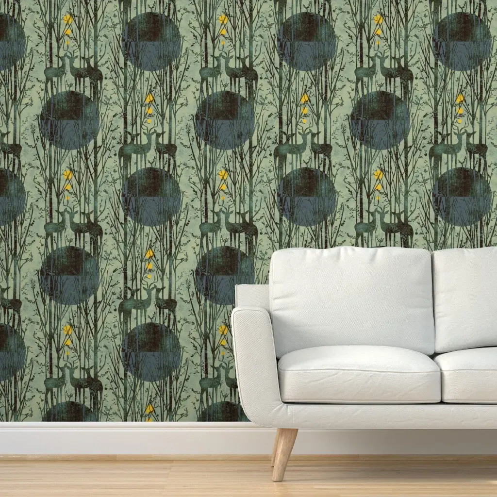 Forest Cabin Magic T450 Peel and Stick Wallpaper - Teal product