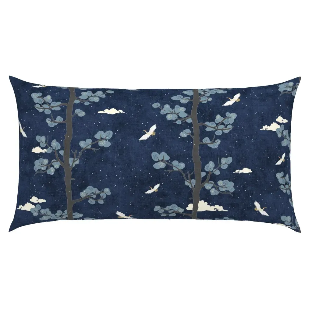 Forest Crane King Pillow Sham - Dark Blue product
