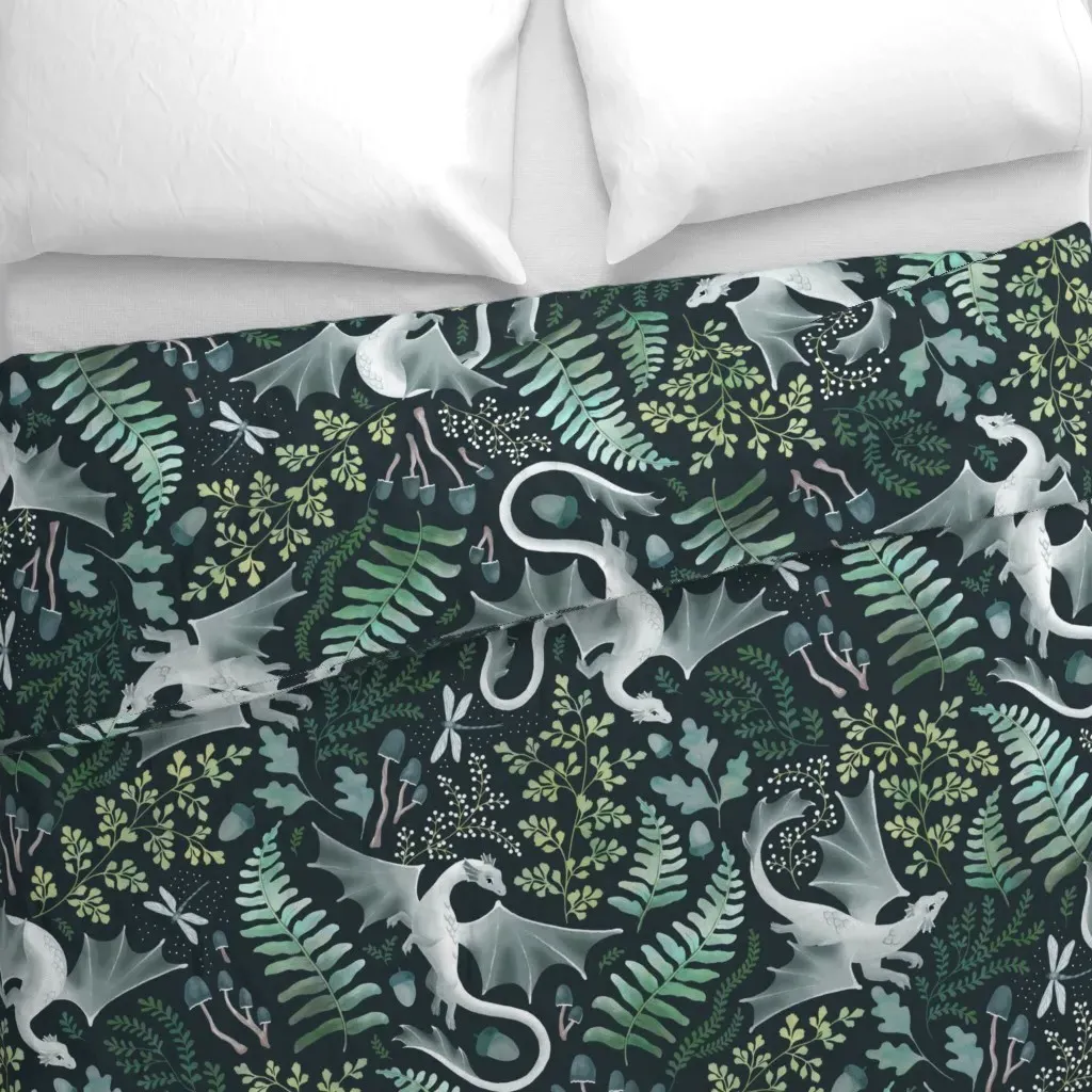 Forest Dragons Duvet Cover - Teal alternate view