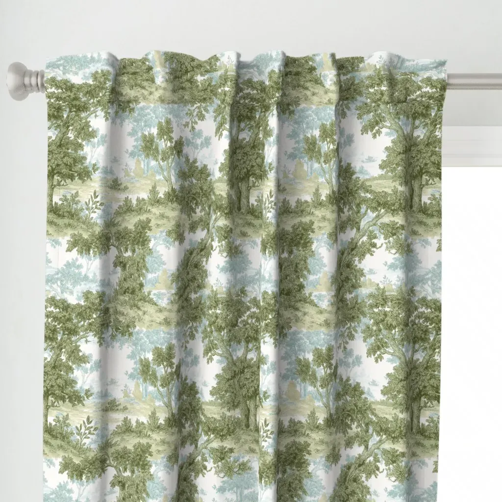 Forest Engraving Two Panel Curtain - Green alternate view