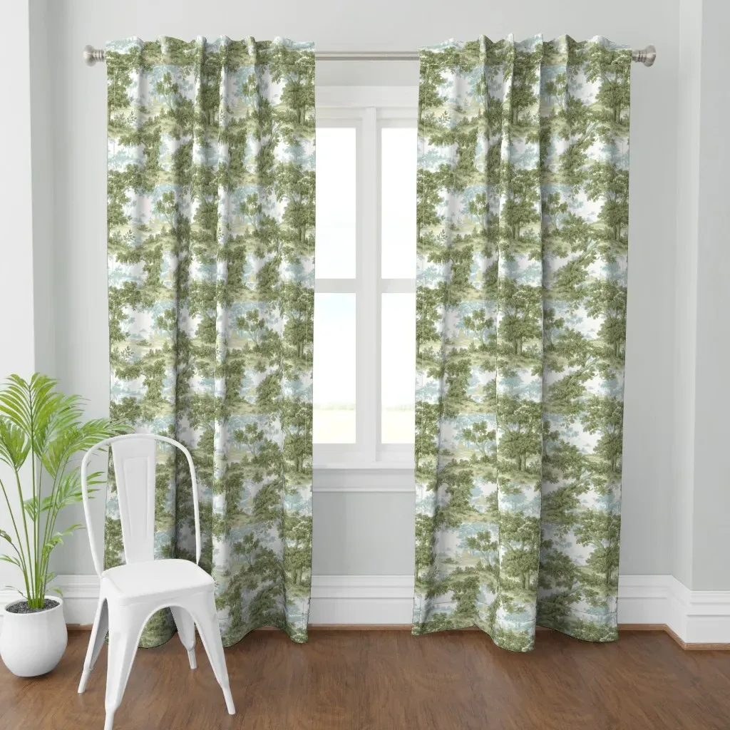 Forest Engraving Two Panel Curtain - Green product