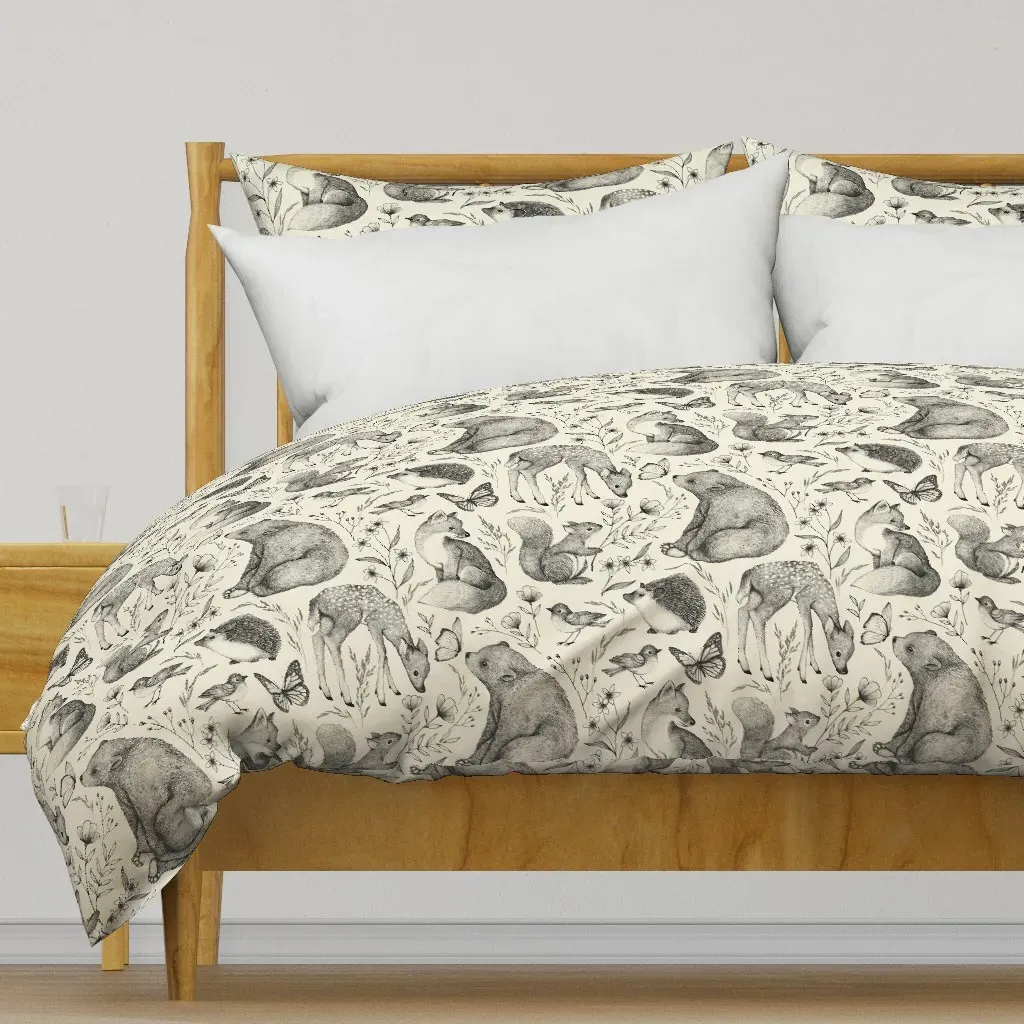 Forest Fauna Toile Duvet Cover - Black product