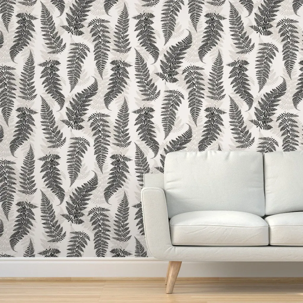 Forest Ferns Peel and Stick Wallpaper - Black & White product