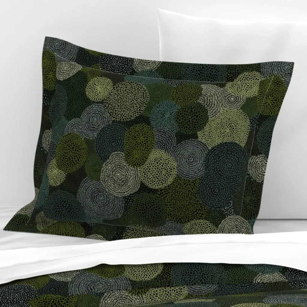 Forest Floor Standard Flanged Pillow Sham - Dark Green, Cotton Sateen product