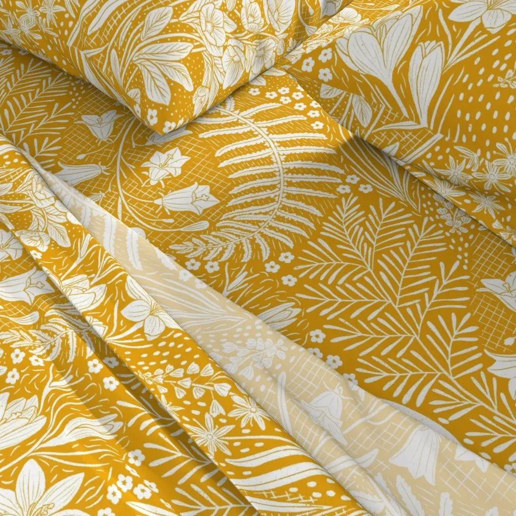 Forest Flowers Paisley Queen Sheet Set - Mustard Yellow alternate view