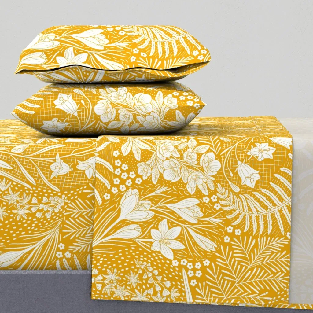 Forest Flowers Paisley Queen Sheet Set - Mustard Yellow product