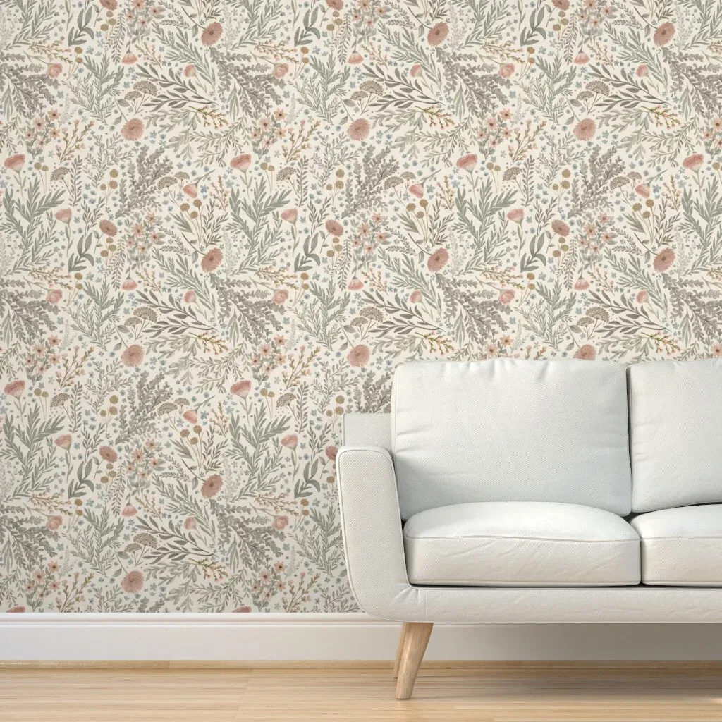 Forest Foliage Floral Peel and Stick Wallpaper - Dusty Rose product