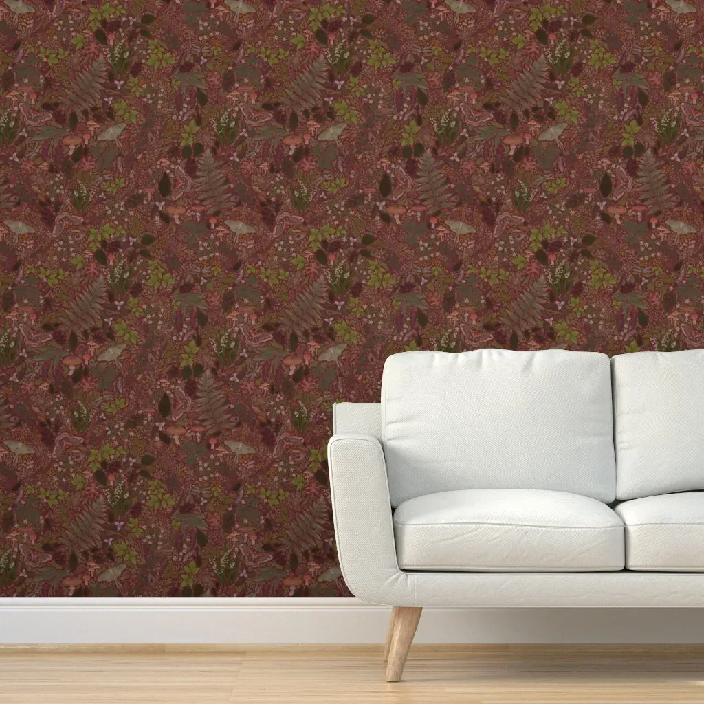 Forest Foray Low Contrast Brick Peel and Stick Wallpaper - Burgundy product