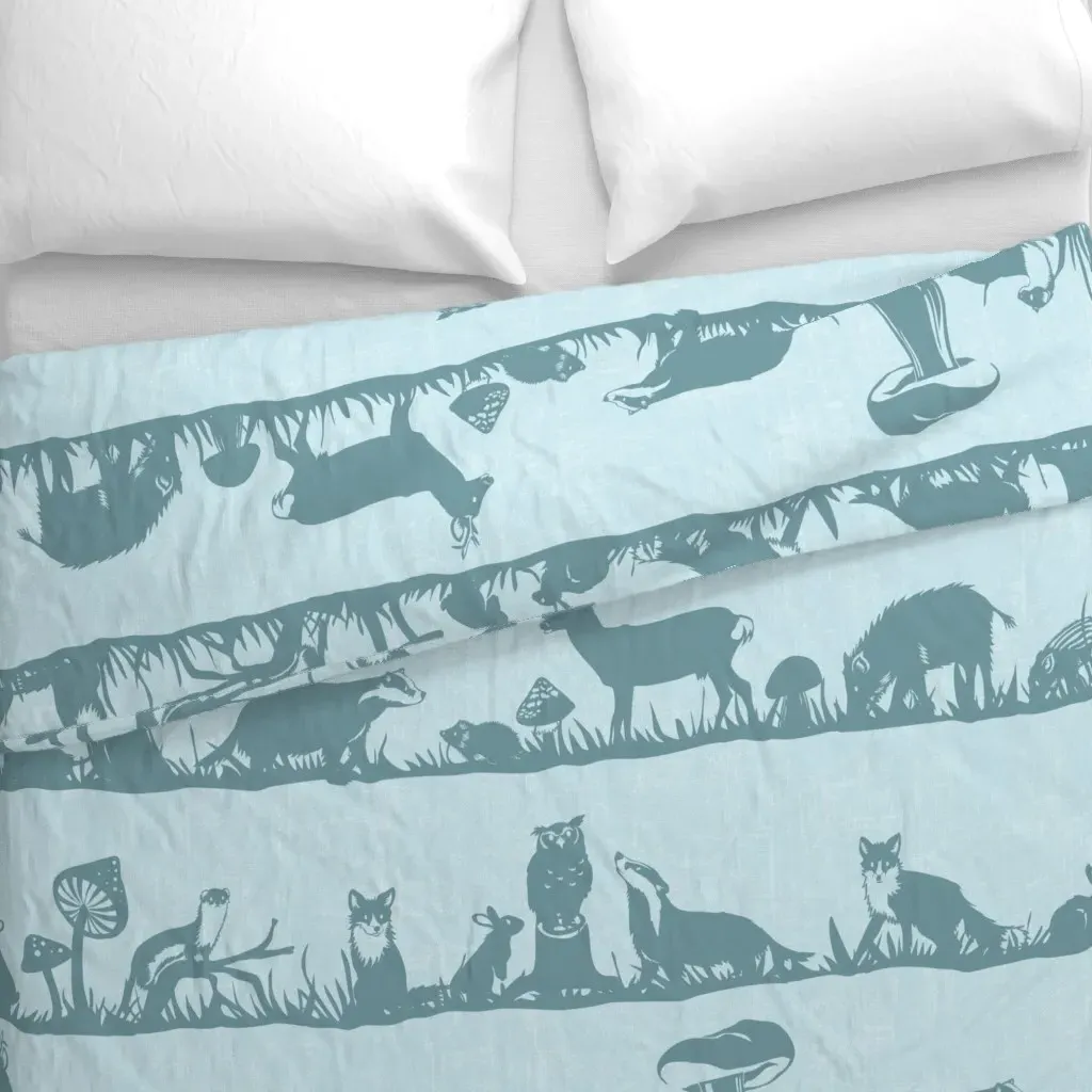 Forest Friends Duvet Cover - Dusty Blue alternate view