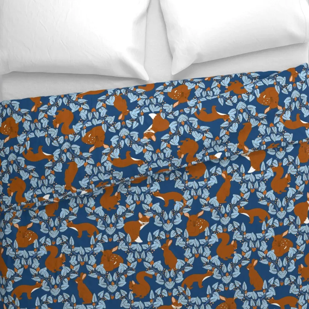 Forest Friends In Winter Duvet Cover - Dark Orange, Brown alternate view
