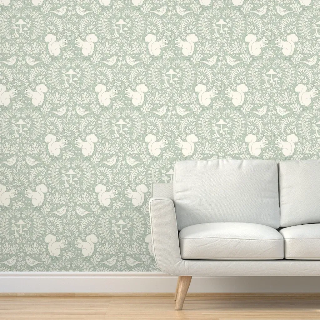 Forest Friends Large Scale Peel and Stick Wallpaper - Soft Green product