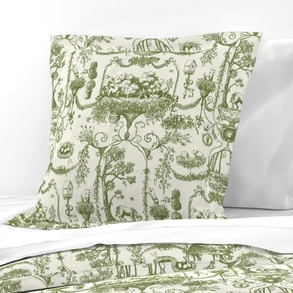 Forest Friends Toile De Jouy Euro Pillow Sham - Sage Green product