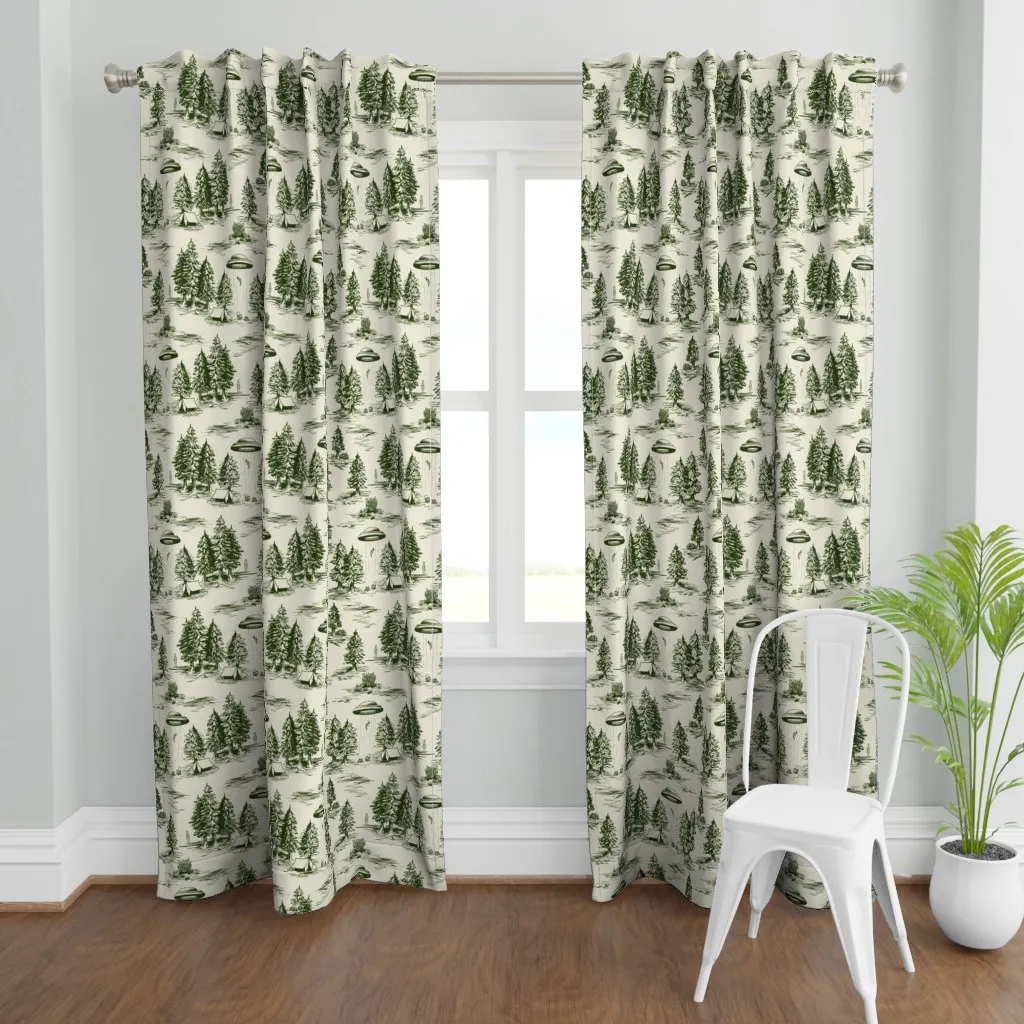 Forest Green & Cream Curtain Panel - Dark Green product