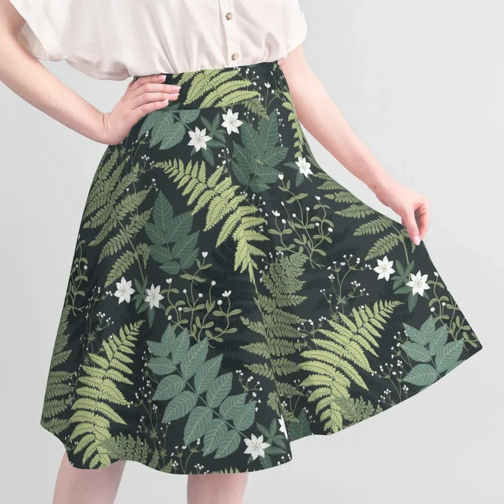 Forest Leaves Ferns Large Scale Wallpaper - Green, Pique Fabric alternate view
