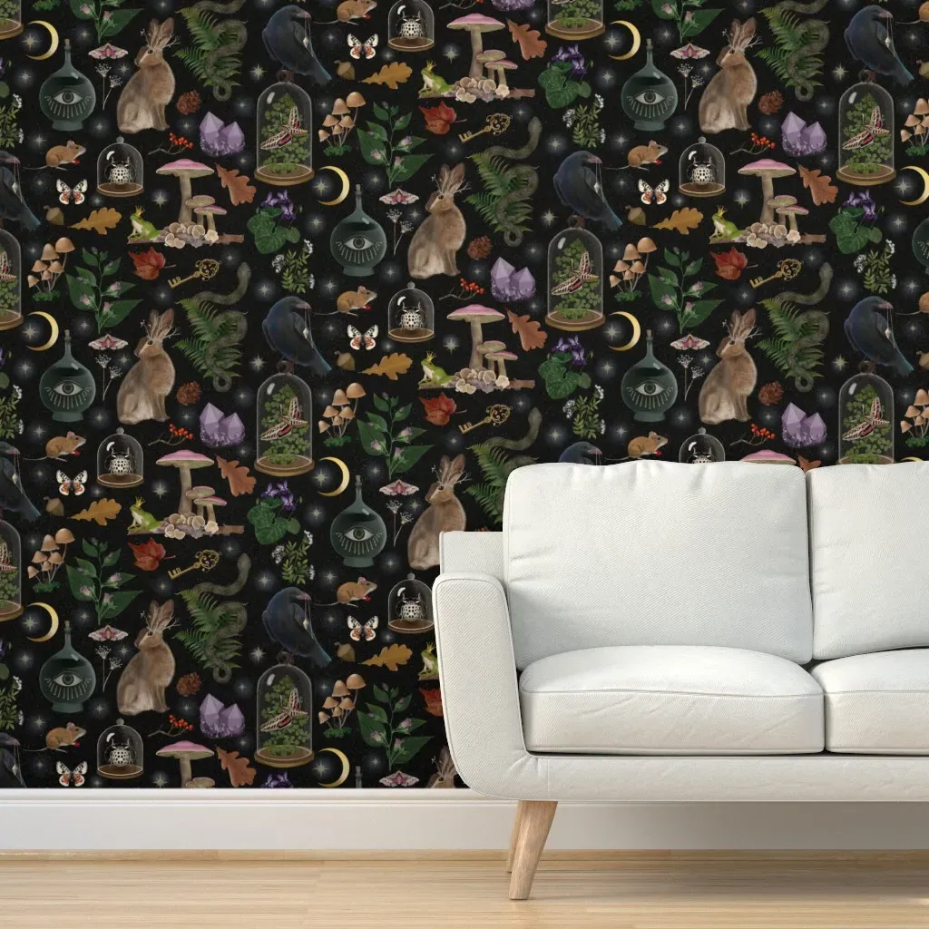 Forest Magic Peel and Stick Wallpaper - Dark Gray product