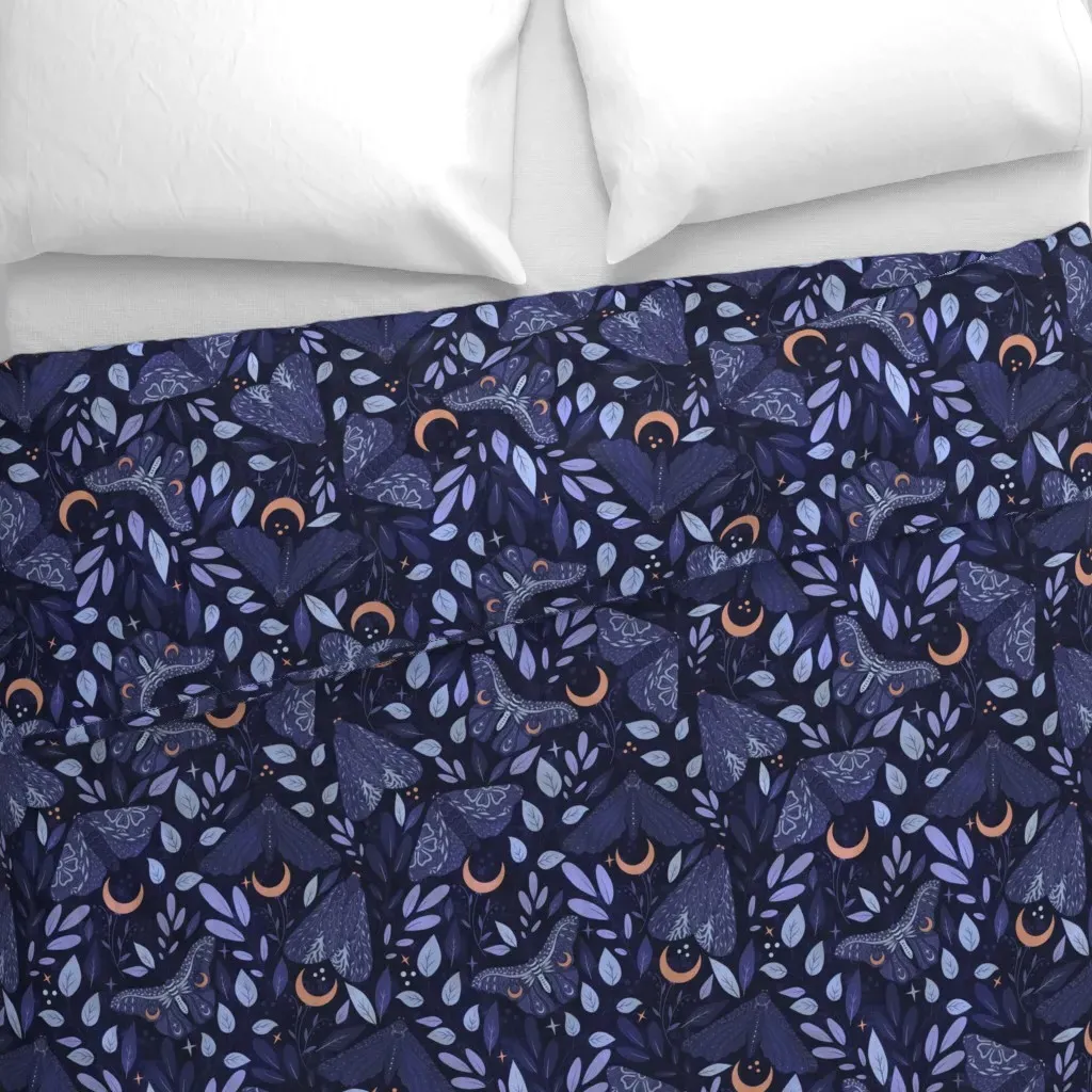 Forest Moth Gothic Style Duvet Cover - Dark Indigo alternate view