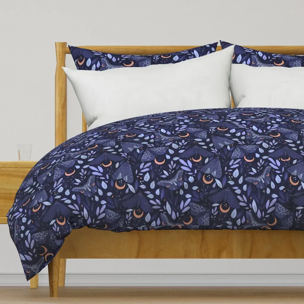 Forest Moth Gothic Style Duvet Cover - Dark Indigo product