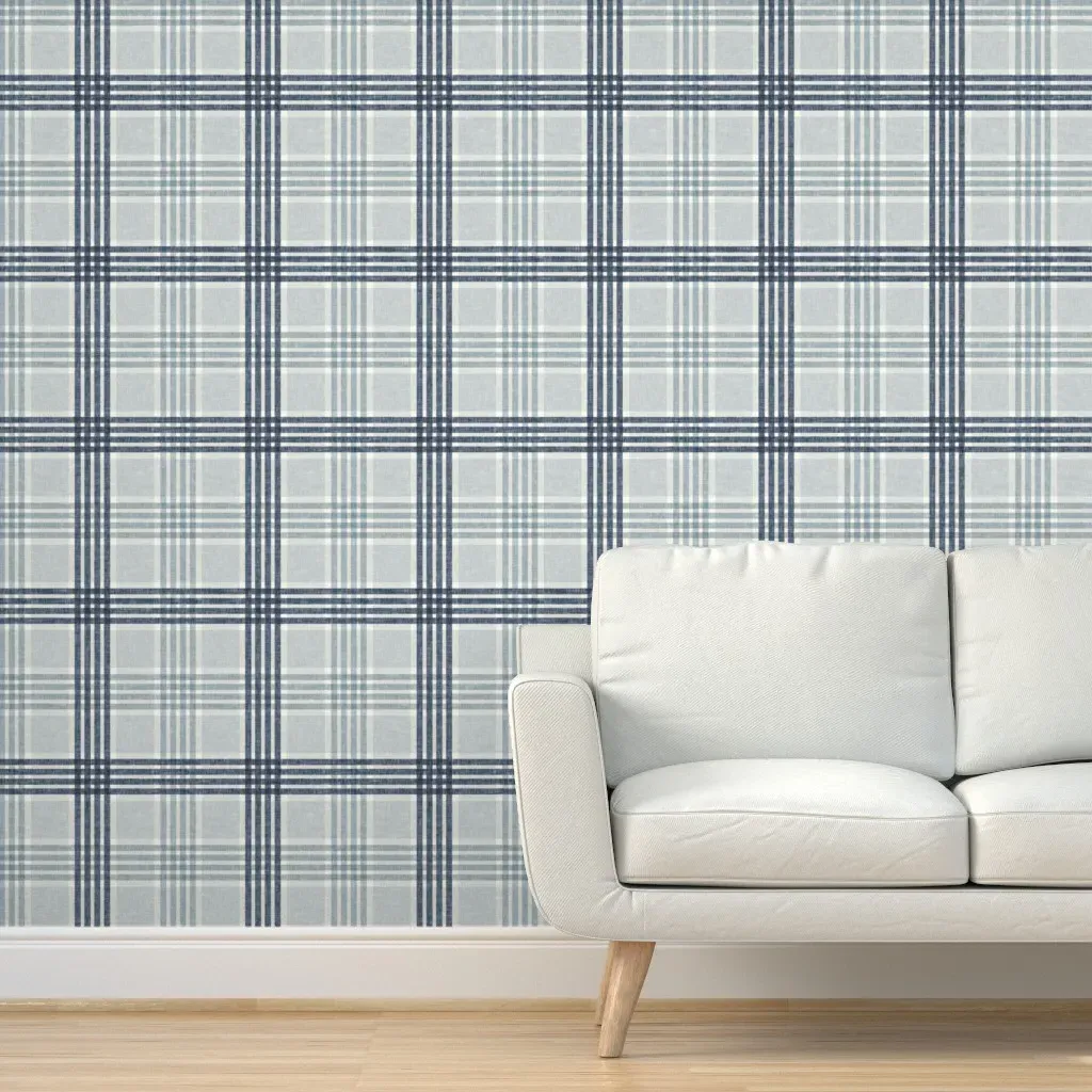Forest Plaid Peel and Stick Wallpaper - Blue product