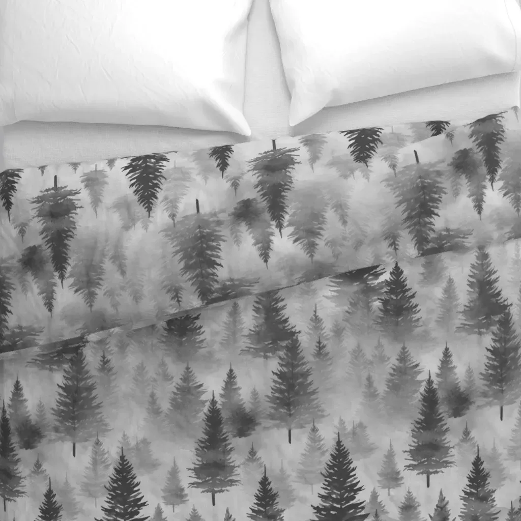 Forest Reverie Rural Duvet Cover - Dark Gray alternate view