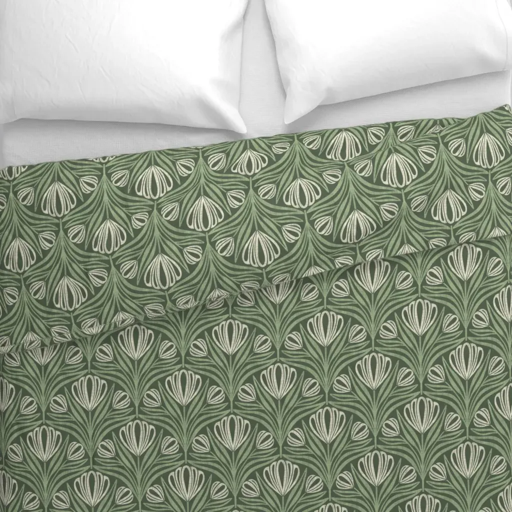 Forest Sage Duvet Cover - Green, White alternate view