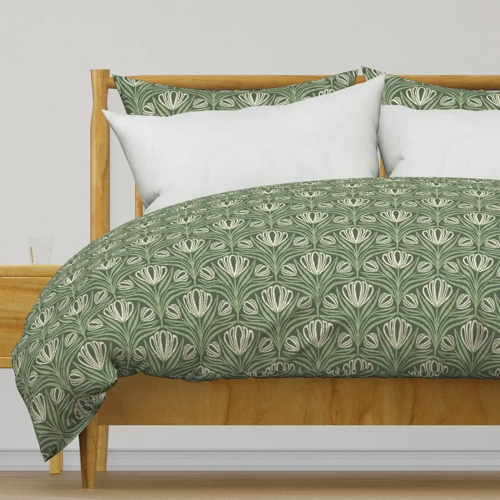 Forest Sage Duvet Cover - Green, White product