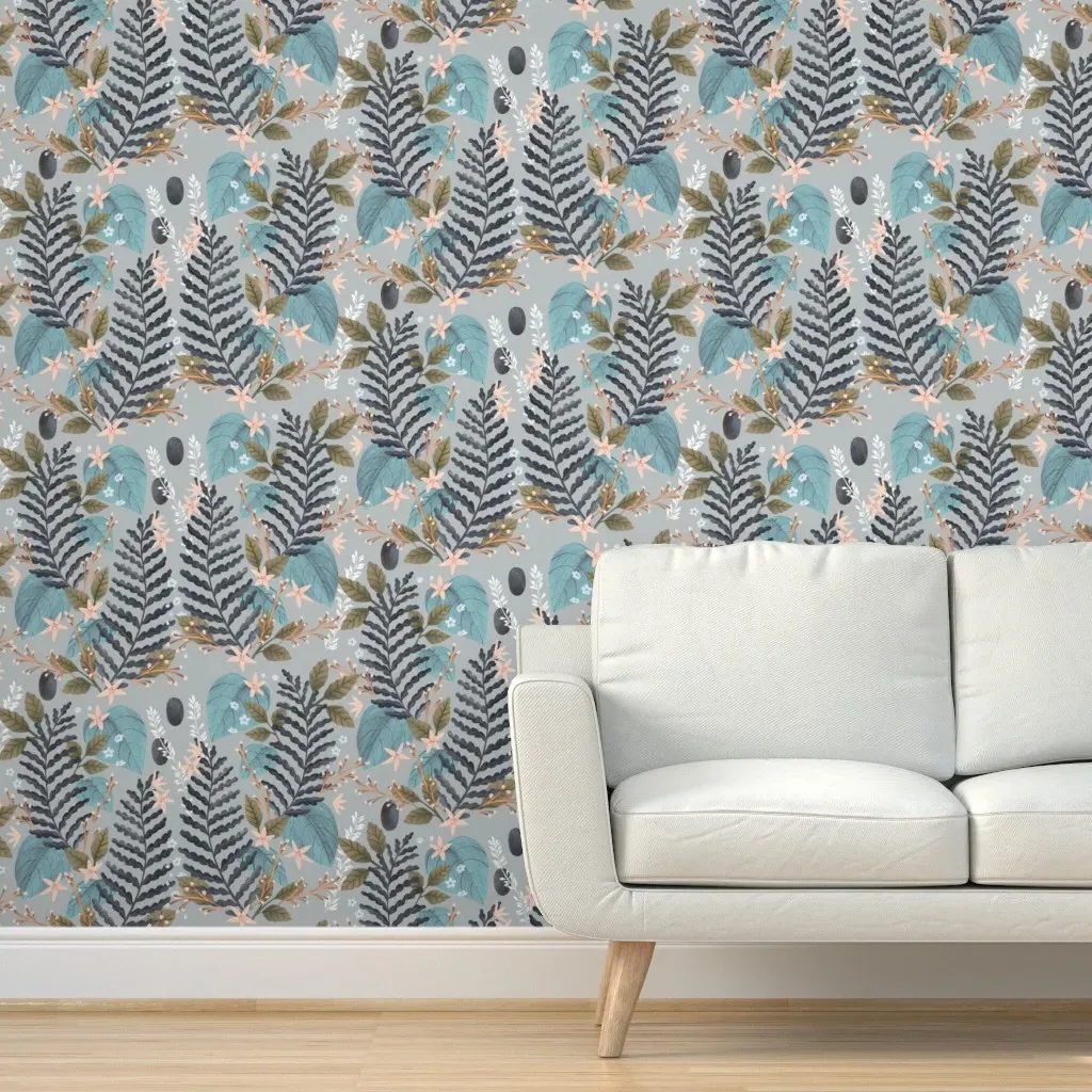Forest Treasure Peel and Stick Wallpaper - Gray, Pink, Green product