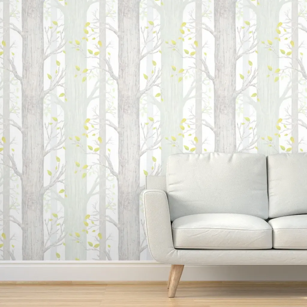 Forest Trees Peel and Stick Wallpaper - Light Gray product