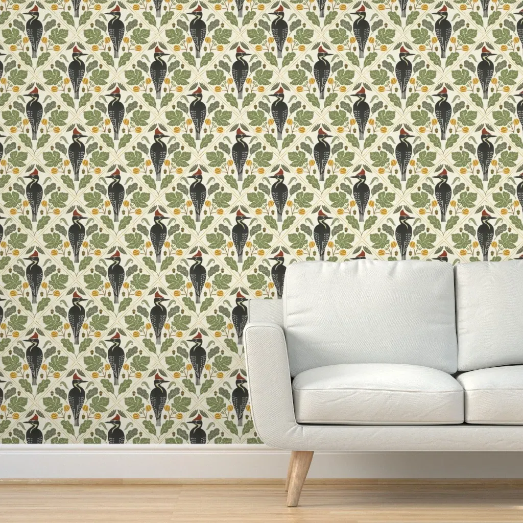 Forest Woodpecker Peel and Stick Wallpaper - Dark Gray, Black product